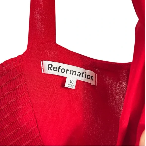 Reformation Niara Mini Dress size 10 in Cherry Red - Picture 6 of 9